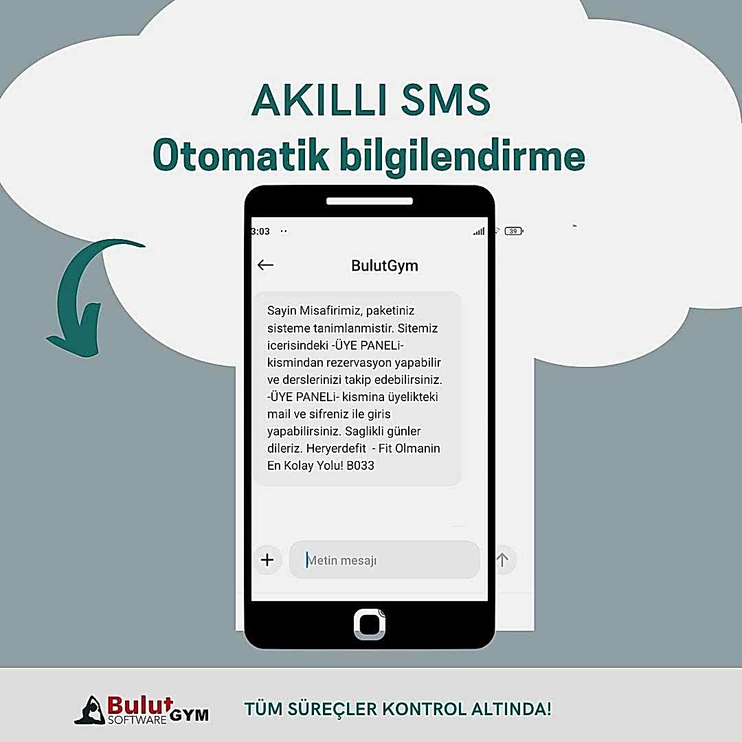 spor salonu yazılımı otomatik sms bilgilendirme